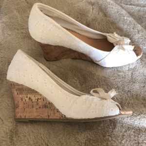 White lace wedges